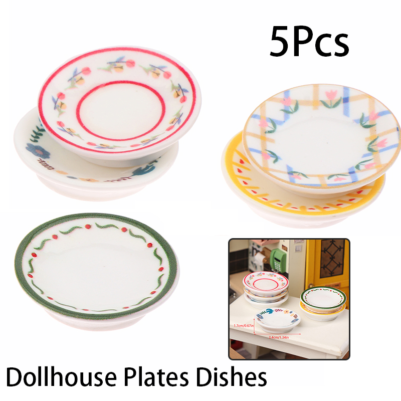 Kitchen Gadgets Website - 5Pcs 1/12 Dollhouse Mini Plates Dishes