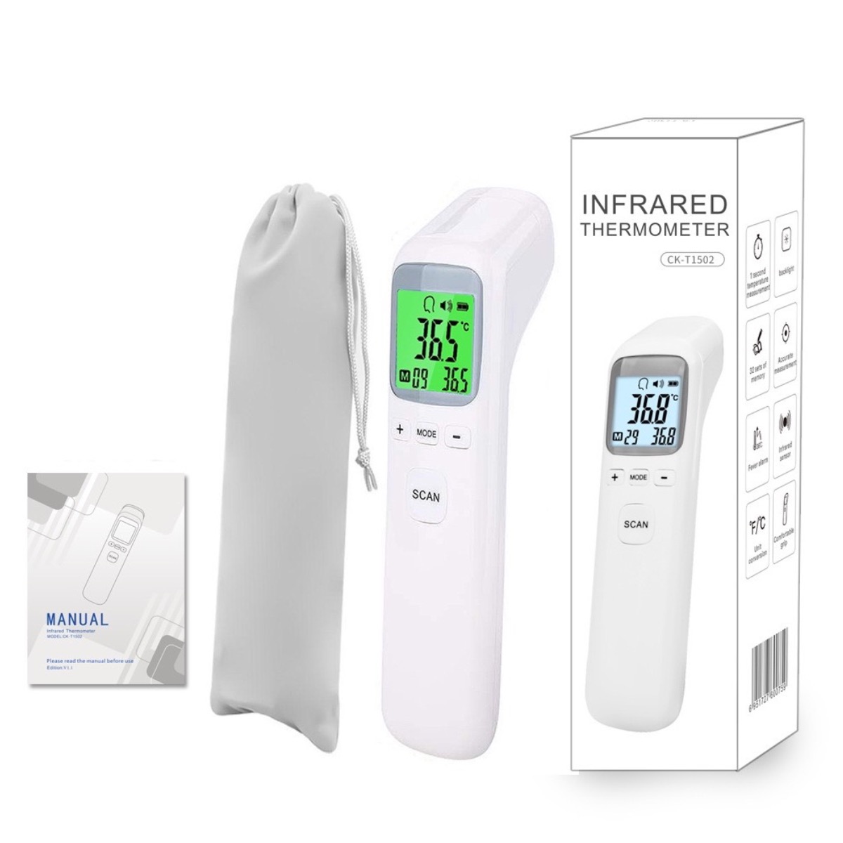 Instant Read Thermometer - Thermometer for Adults and Kids, No-Touch