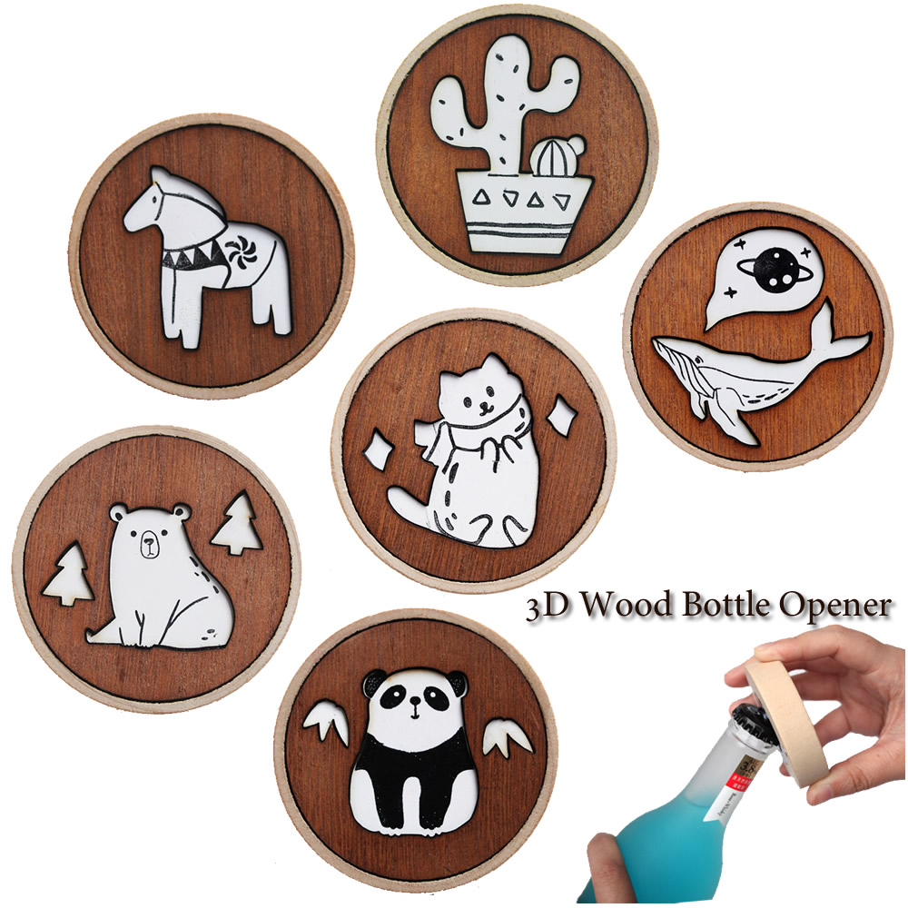 Kitchen Gadgets Dropshipping - Creative Cartoon Wood Beer Bottle Opener