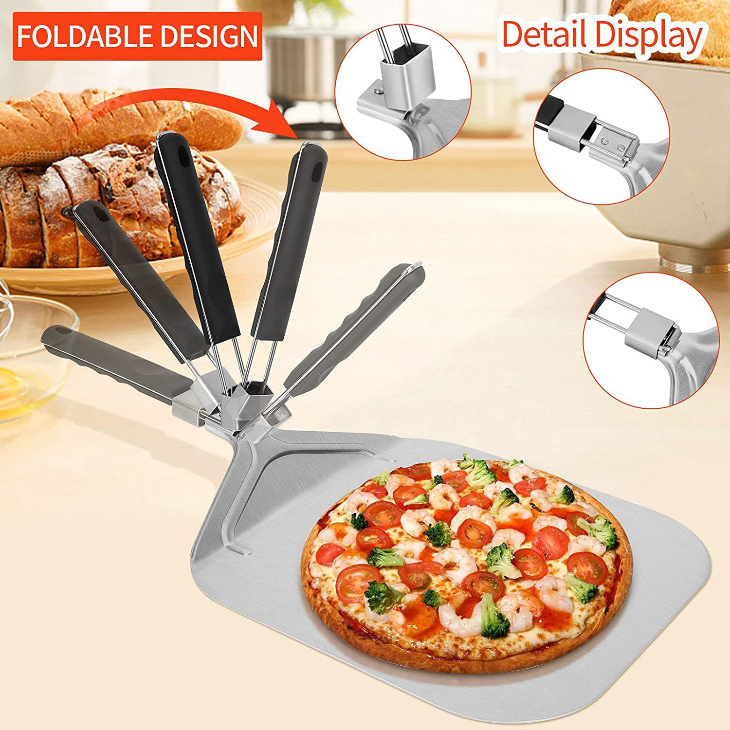 WSFS! Folding Aluminum Pizza P - Pizza Stone Baking 评论和价格
