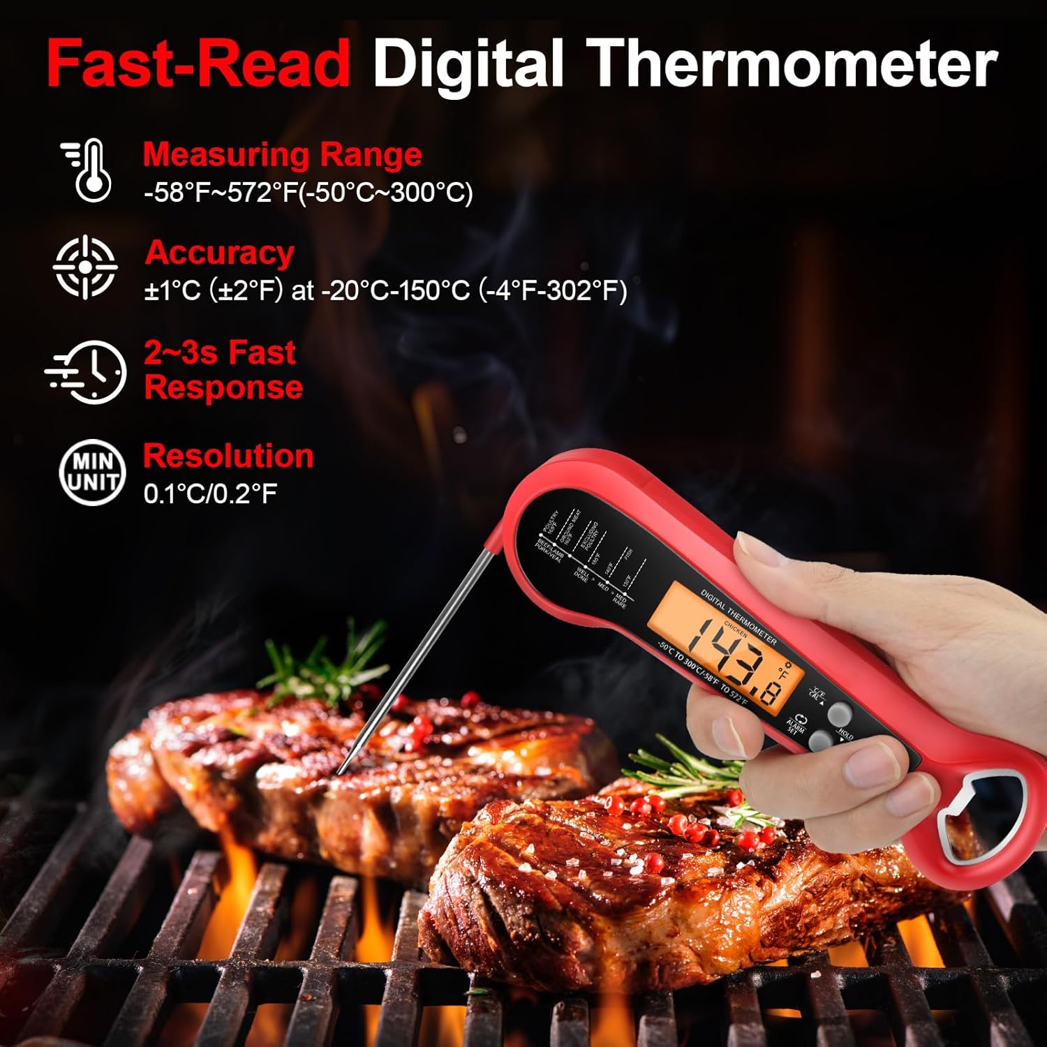 Long Cable Professional Meat T - Instant Read Thermometer 评论和价格