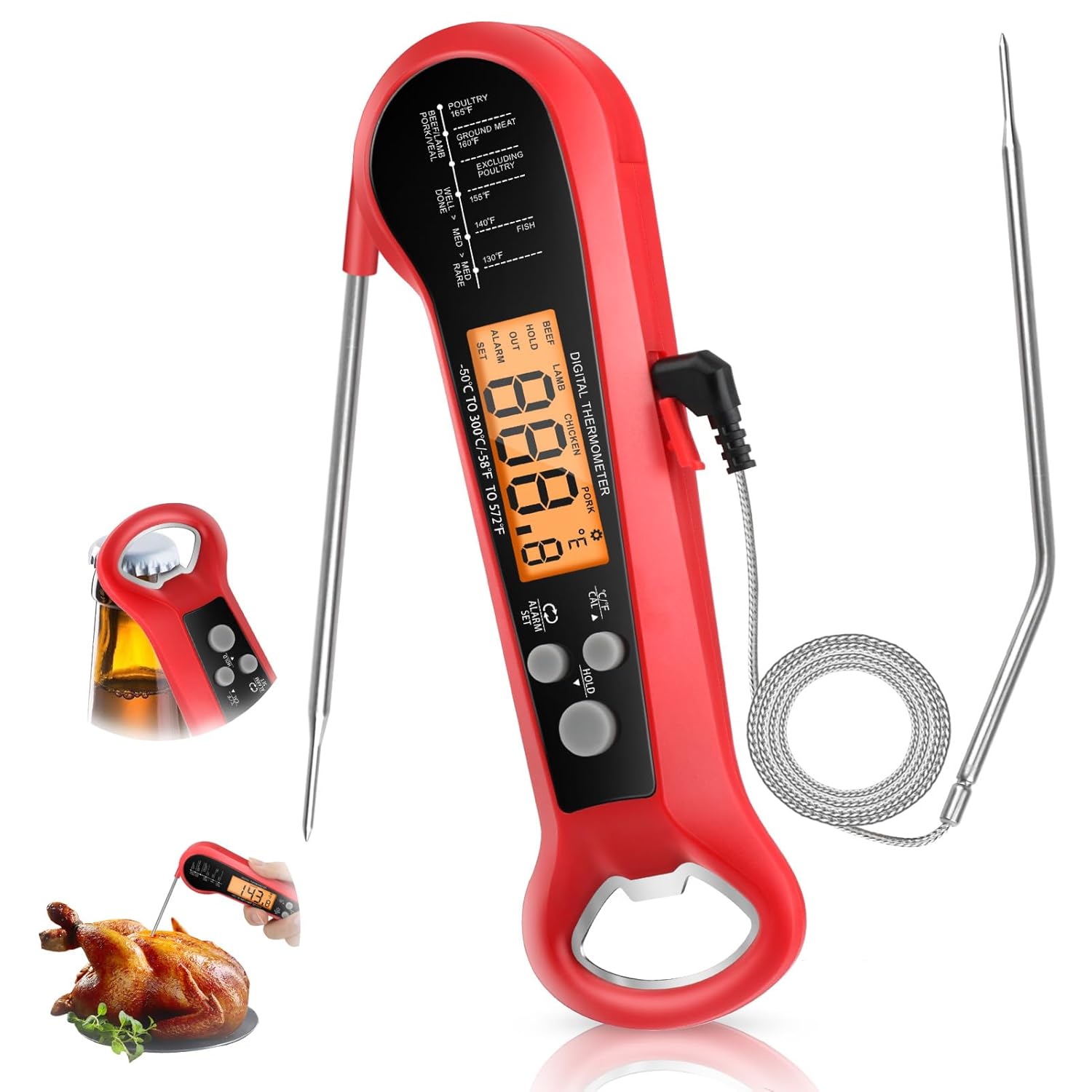 Long Cable Professional Meat T - Instant Read Thermometer 评论和价格